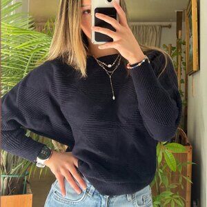 Elie Tahari Women's Black and Navy Jumper